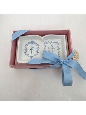 New Eccolo Romeo & Juliet Ceramic Book Shaped Deluxe Trinket Tray '5.25'x3'